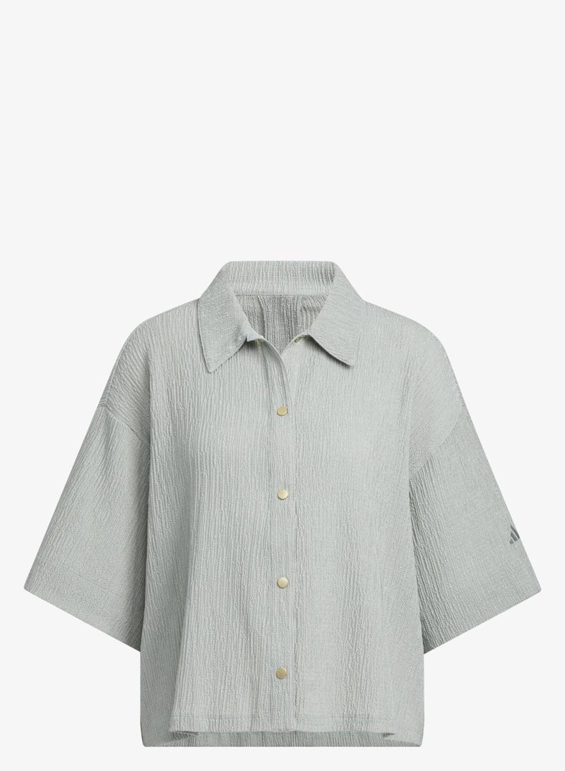 اديداس قميص بأكمام قصيرة SOFTLUX SHEER LOOSE FIT COLLAR - Image 1